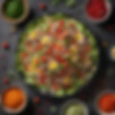 Artfully Crafted Raw Salad A beautifully arranged raw salad with colorful toppings