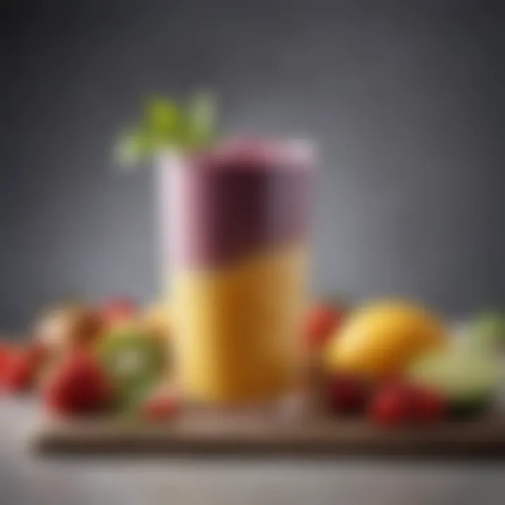 Close-up of blended raw smoothie with nutritious components