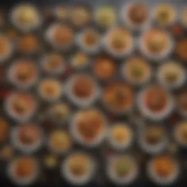 Diverse Culinary Choices A vibrant spread of international dishes showcasing diverse cuisines