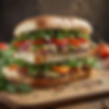 Vibrant Vegetarian Delight A vibrant sandwich with fresh vegetables and herbs