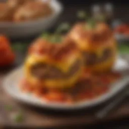Delicious stuffed peppers with hamburger meat filling