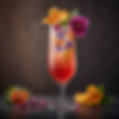Floral Elegance Mocktail Elegant mocktail garnished with edible flowers