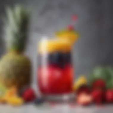 Berry Tropical Bliss Colorful layered mocktail with berries and tropical fruits