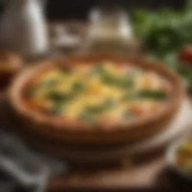 A beautifully decorated quiche with seasonal vegetables