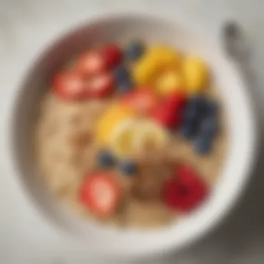 Hearty Oatmeal Bowl with Fresh Toppings A wholesome bowl of oatmeal topped with fruits and seeds