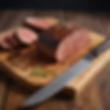 Electric brisket knife elegantly displayed on a wooden cutting board