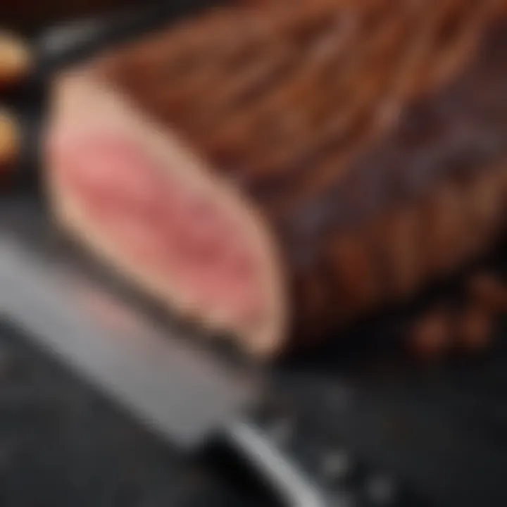 Close-up of the precision blade of an electric brisket knife