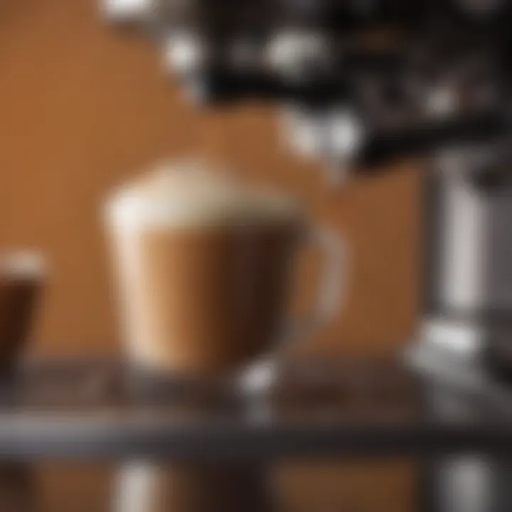 Close-up of espresso extraction highlighting crema