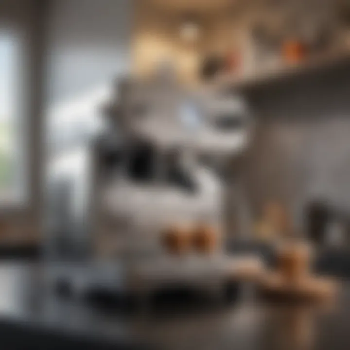 An espresso machine in a stylish kitchen setting