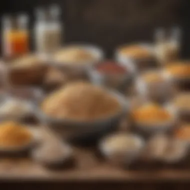 An assortment of fortified cereals and grains displayed on a table.