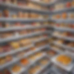 A selection of freezer safe boxes arranged in a neat layout showcasing different sizes and shapes.