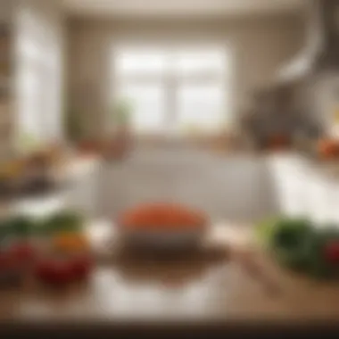 Bright Kitchen with Fresh Produce A sunny kitchen scene featuring fresh produce and simple cooking tools