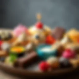 A beautifully arranged platter of assorted gluten-free and sugar-free desserts featuring vivid colors and textures.