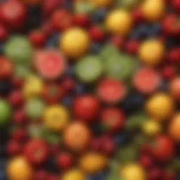 Colorful assortment of fresh fruits for flavoring