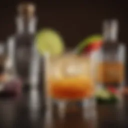 Elegant tequila cocktail adorned with vibrant garnishes