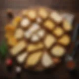 An assortment of Gouda cheese varieties displayed on a rustic wooden board