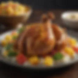A vibrant plate showcasing Hawaiian chicken garnished with tropical fruits