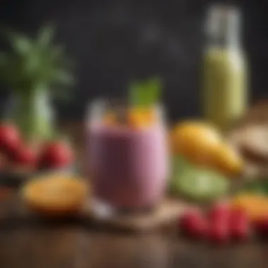 Nutritious smoothie in a glass with garnishes