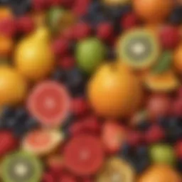 A vibrant display of assorted high-fiber fruits, showcasing their natural colors and textures.