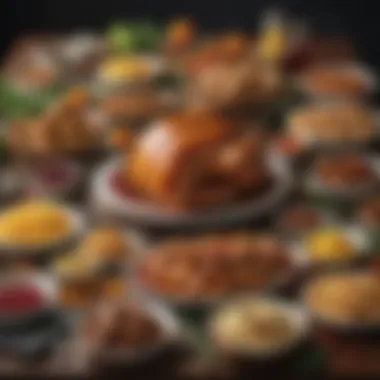 Diverse Holiday Feast A vibrant spread of diverse holiday dishes from around the world