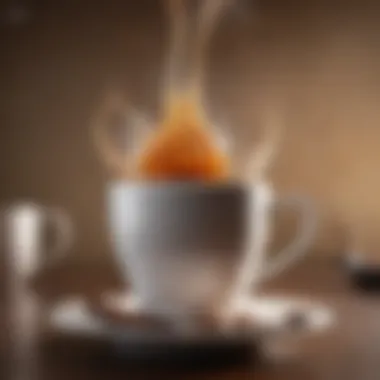 Elegant coffee cup filled with steaming hot coffee, emphasizing heat retention