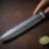 Detailed view of the iMarku Santoku knife's blade