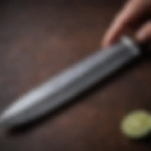 Detailed view of the iMarku Santoku knife's blade