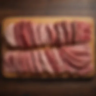 An assortment of sliced meats arranged beautifully on a wooden board, highlighting the precision of the slicer.