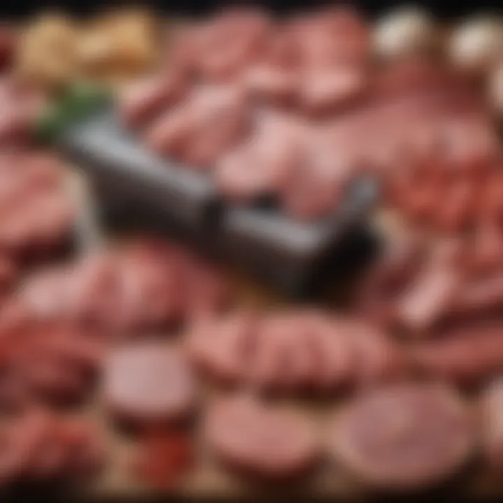 A collection of various meats prepared for slicing, emphasizing versatility and options.