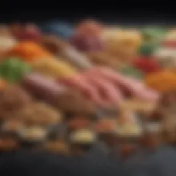 Colorful assortment of lean protein sources
