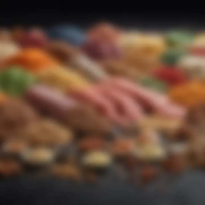 Colorful assortment of lean protein sources
