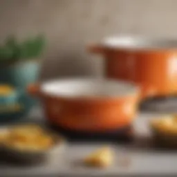 A selection of ceramic cookware showcasing elegant designs and vibrant colors.