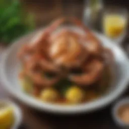 A beautifully plated dish featuring Louisiana soft shell crabs