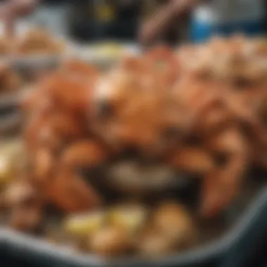 Bustling Seafood Market in Louisiana A vibrant Louisiana seafood market showcasing soft shell crabs
