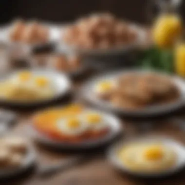 Low-Carb Breakfast Delights An elegant display of a low-carb breakfast spread with eggs and cheese.