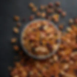 An assortment of colorful nuts and dried fruits showcasing low sodium options