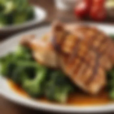 Grilled Chicken Accompanied by Steamed Broccoli Delicious grilled chicken with a side of steamed broccoli