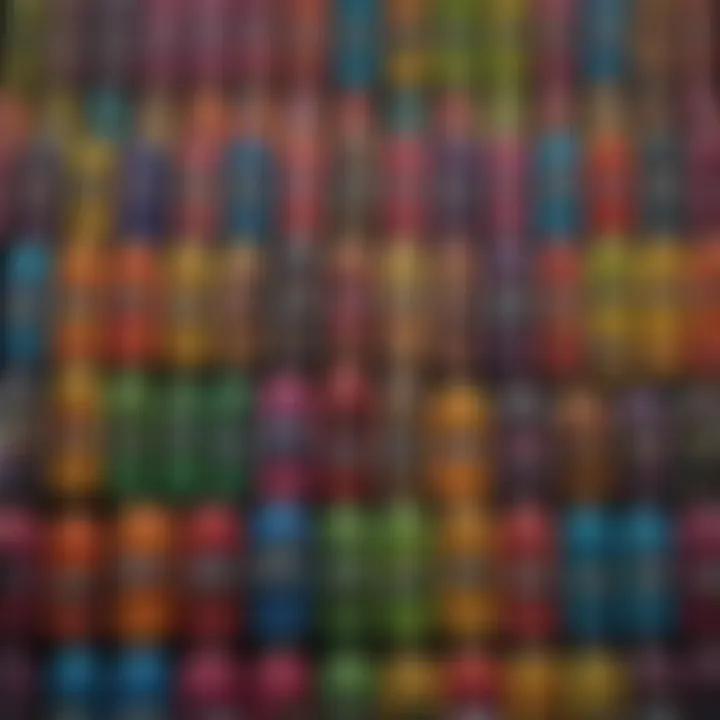 An array of Monster Ultra energy drinks showcasing their vibrant colors and unique can designs.