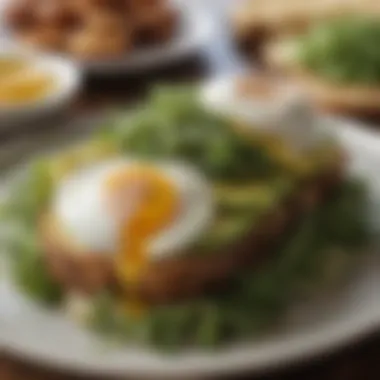 Innovative Modern Brunch Creations A beautifully plated modern brunch dish featuring avocado toast topped with poached eggs and microgreens.
