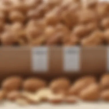 Nutritional Profiles of Nuts Close-up of almonds and walnuts emphasizing their nutritional labels.