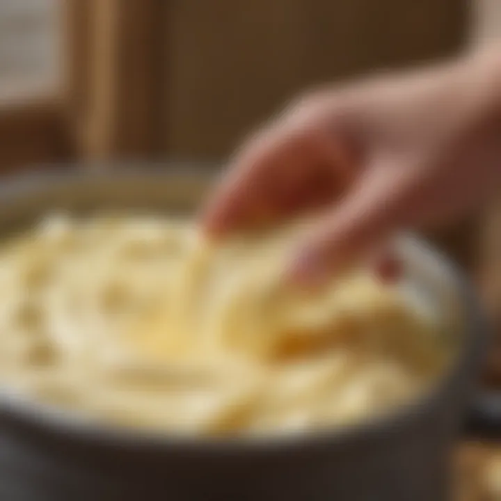 Close-up of a butter churn with creamy texture