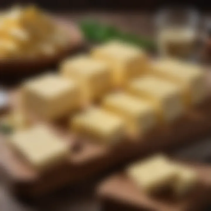 A selection of organic pastured butter varieties on a wooden table