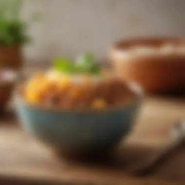 A close-up view of the unique textures and materials used in the construction of Pioneer Woman sauce bowls.