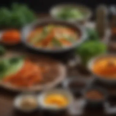 Essentials of Korean Cuisine: Vegetables and Spices Freshly picked vegetables and unique spices integral to Korean cooking