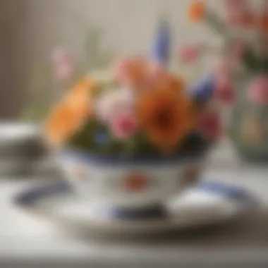 An exquisite porcelain dish showcasing intricate floral designs