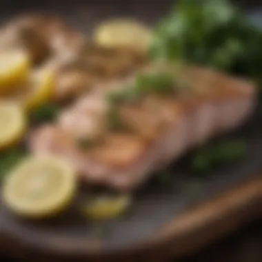 Fresh ingredients for pork piccata including herbs and spices