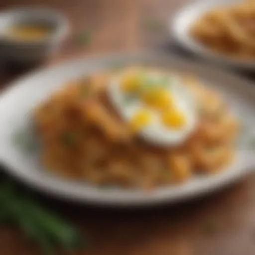 Golden-brown hash browns garnished with herbs on a breakfast plate