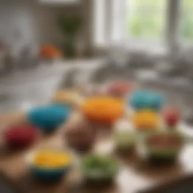 An assortment of Pyrex small bowls arranged neatly on a kitchen counter, emphasizing their versatility.