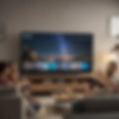 Enjoying Entertainment with Samsung Smart TV A group of friends enjoying a movie night using a Samsung Smart TV.