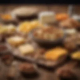 Assortment of low-carb snacks including cheese and nuts